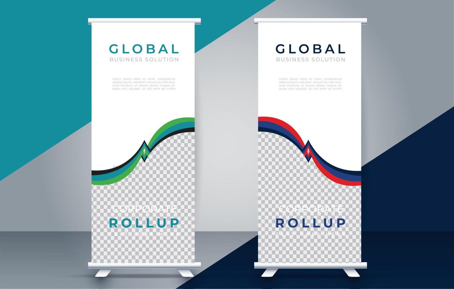 creative roll up banner design template. flyer. pull up. presentation. brochure. poster. advertisement. print media vector