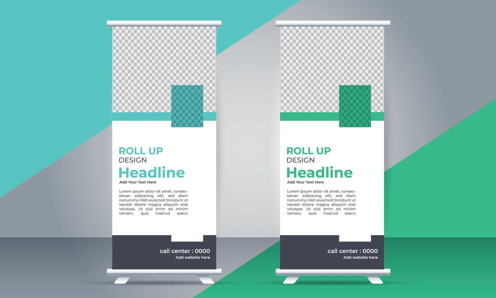 vector Roll up standee template with modern shapes