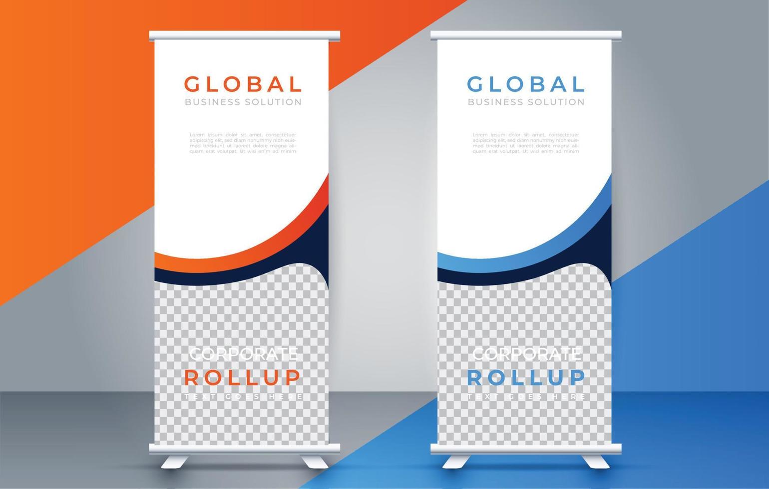 creative roll up banner design template. flyer. pull up. presentation. brochure. poster. advertisement. print media vector