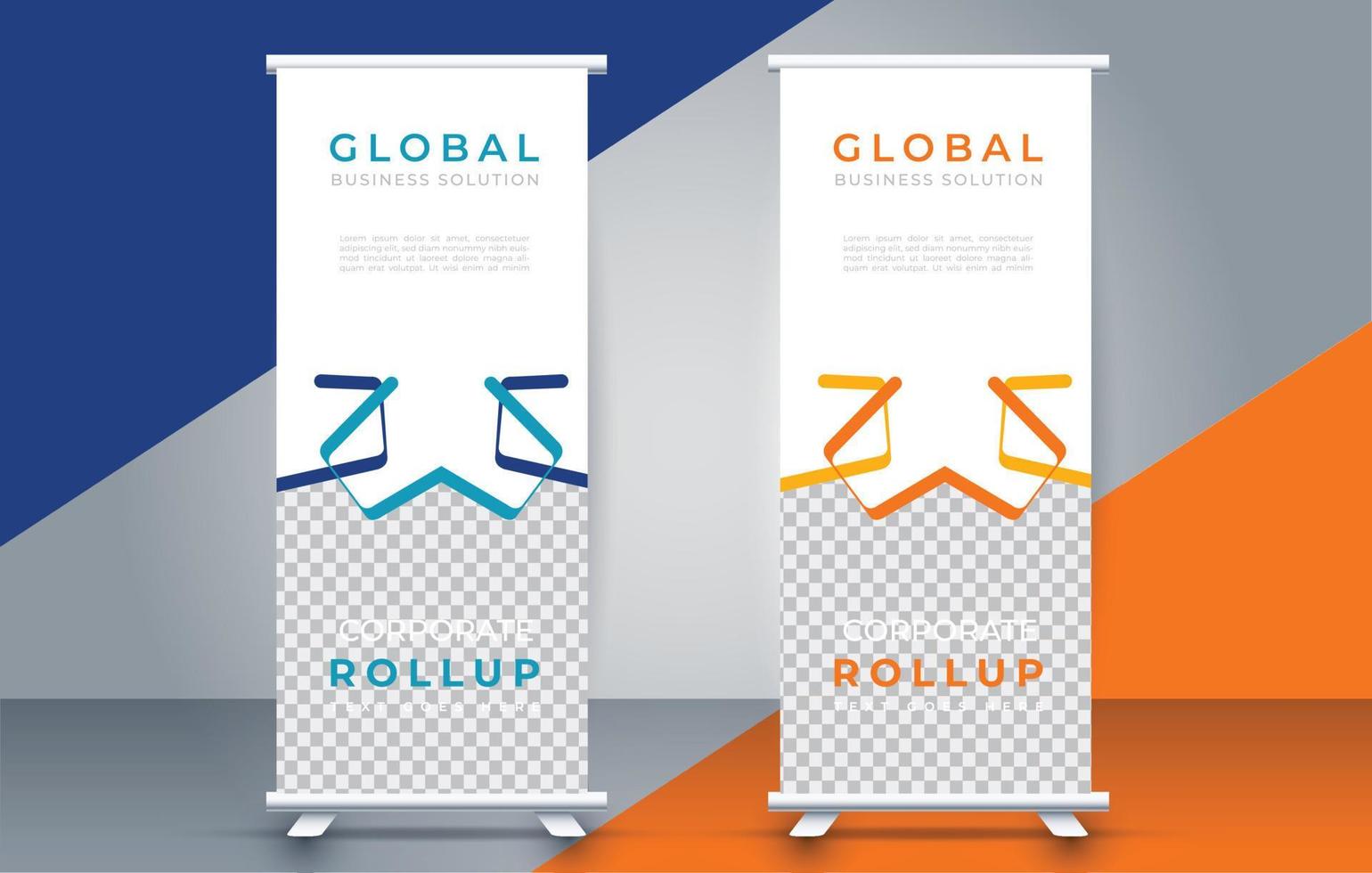 creative roll up banner design template. flyer. pull up. presentation. brochure. poster. advertisement. print media vector