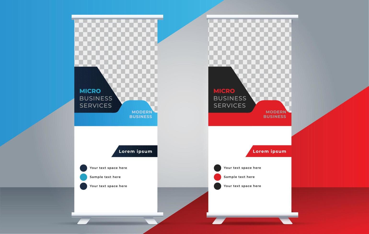 unique roll up stand banner design template vector