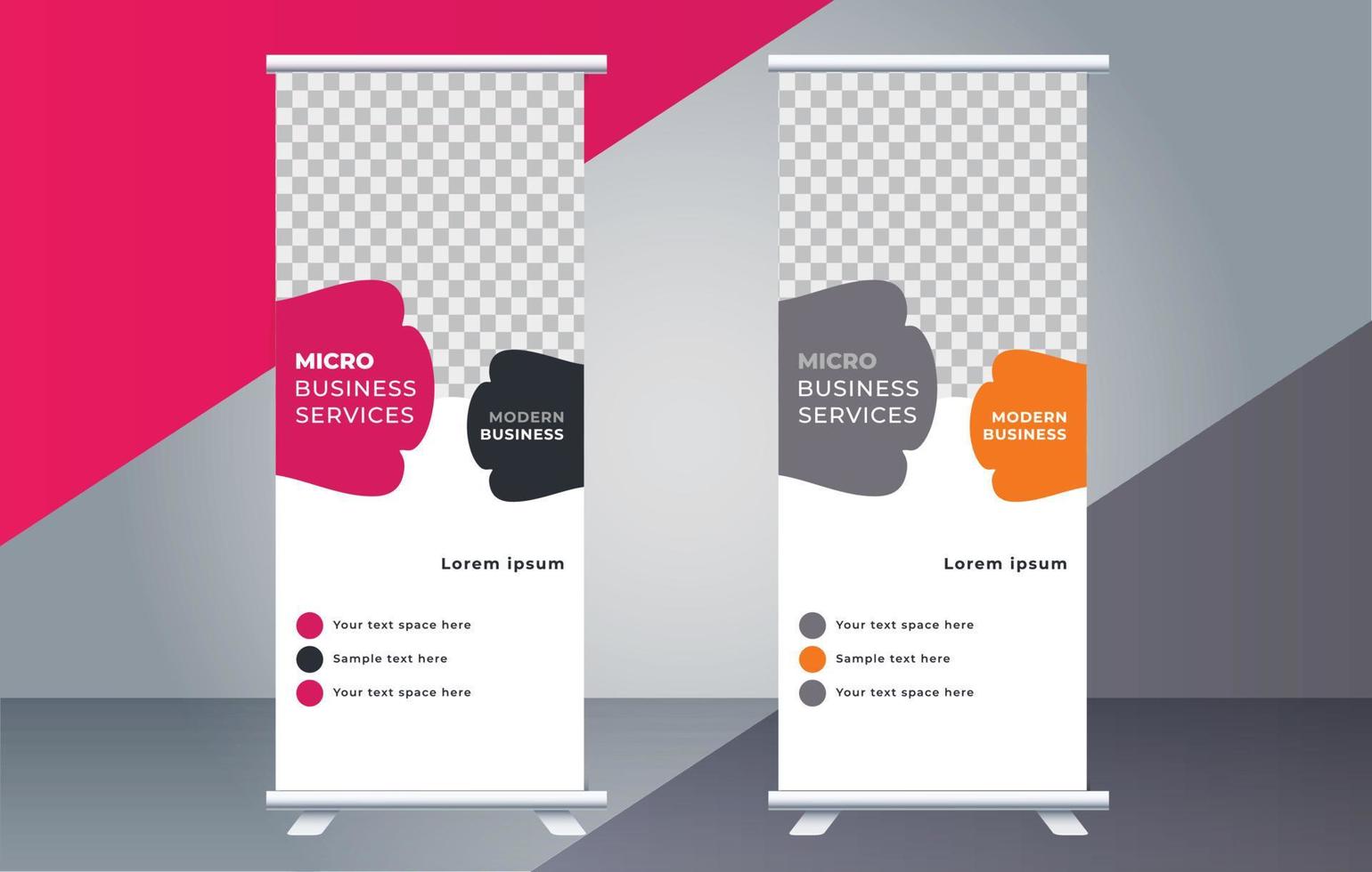 unique roll up stand banner design template vector