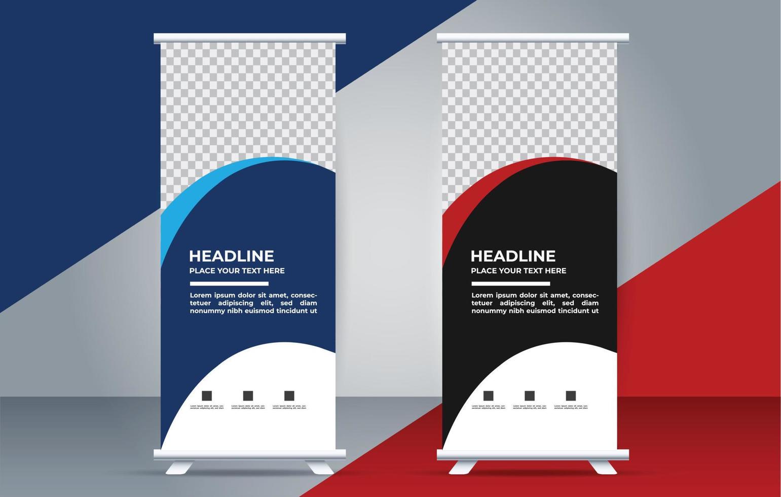 vector Roll up standee template with modern shapes