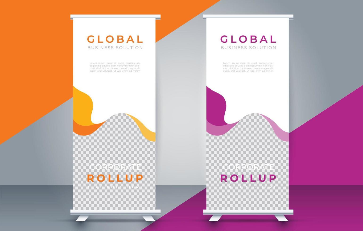 creative roll up banner design template. flyer. pull up. presentation. brochure. poster. advertisement. print media vector