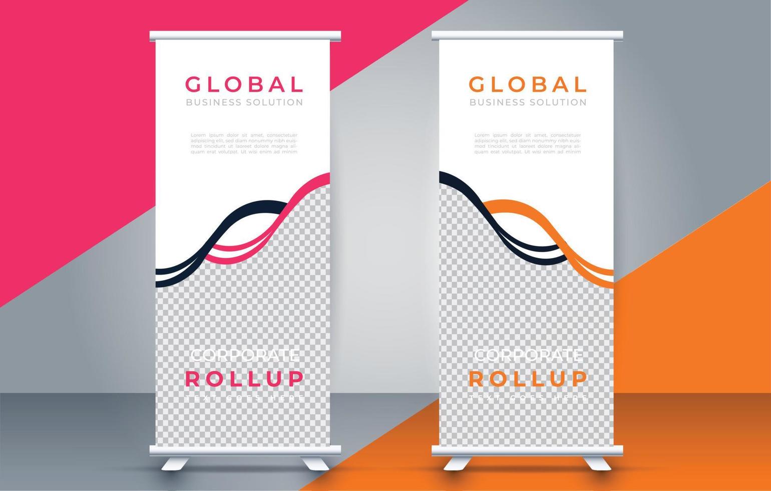 creative roll up banner design template. flyer. pull up. presentation. brochure. poster. advertisement. print media vector