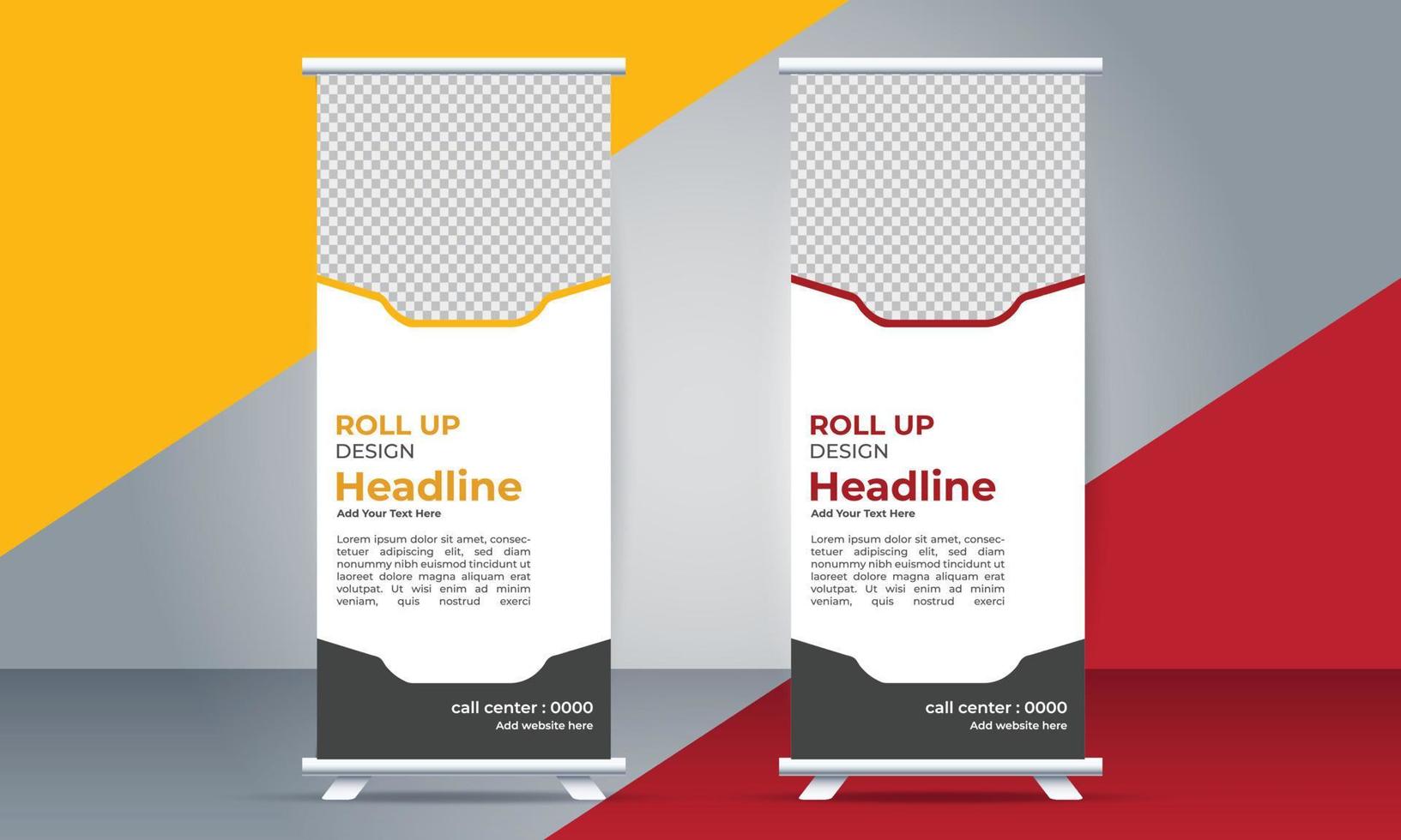 vector Roll up standee template with modern shapes