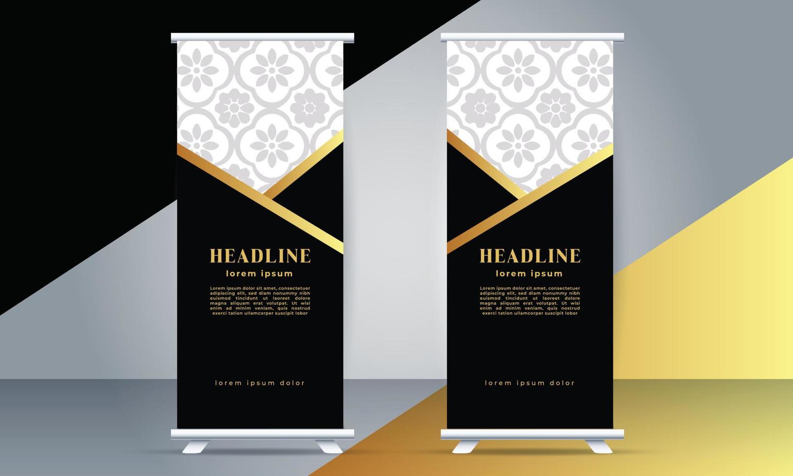 Modern business rollup standee banner in golden color vector