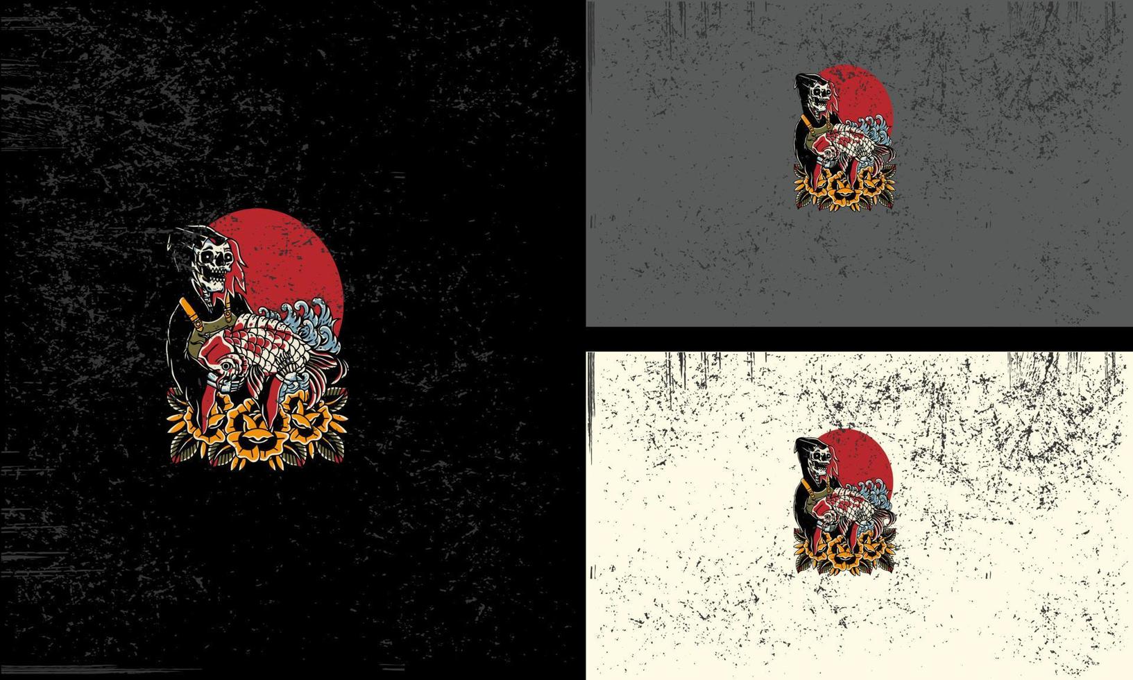 angel of death and flowers vector mascot design