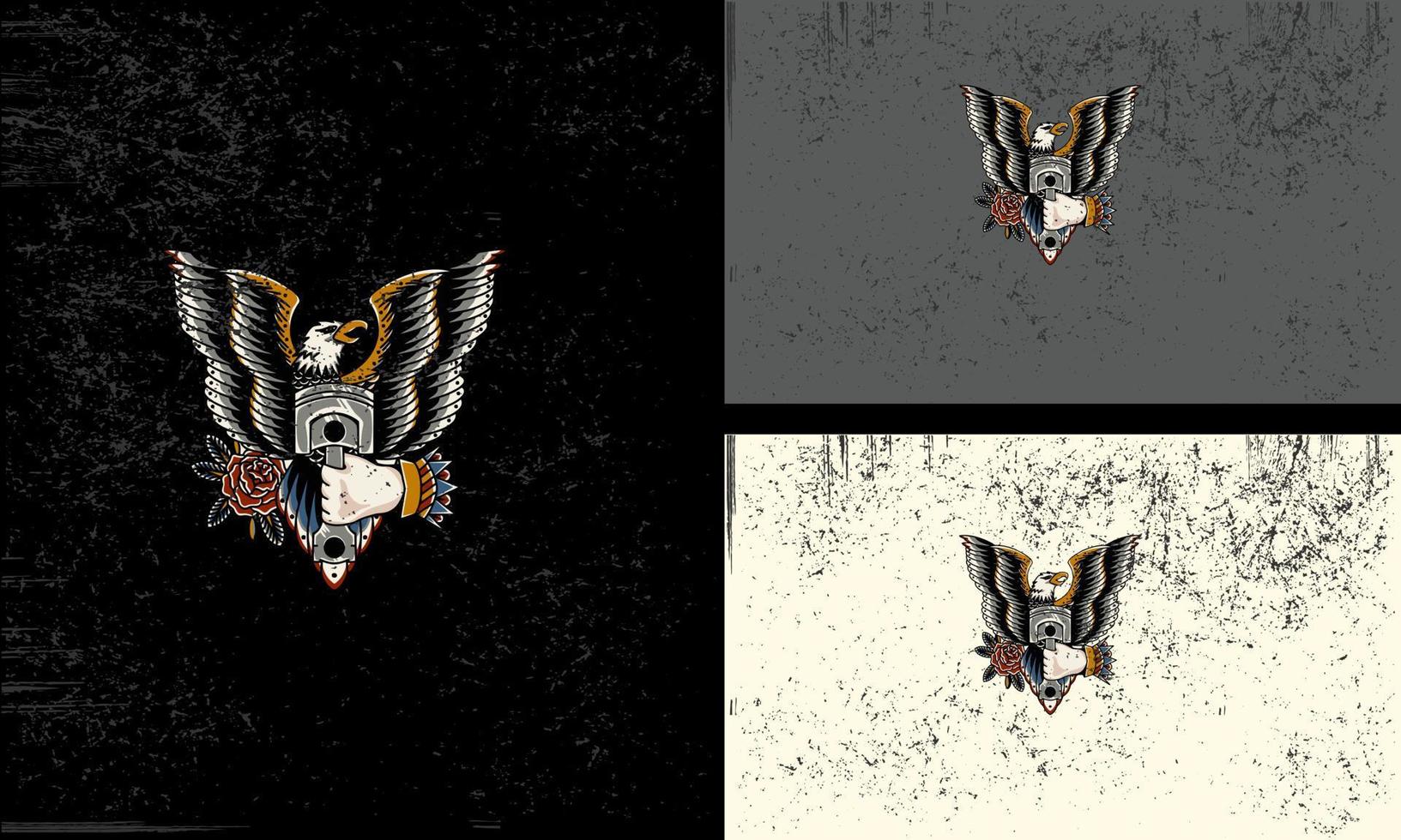 flying eagle and hand vector illustration mascot design