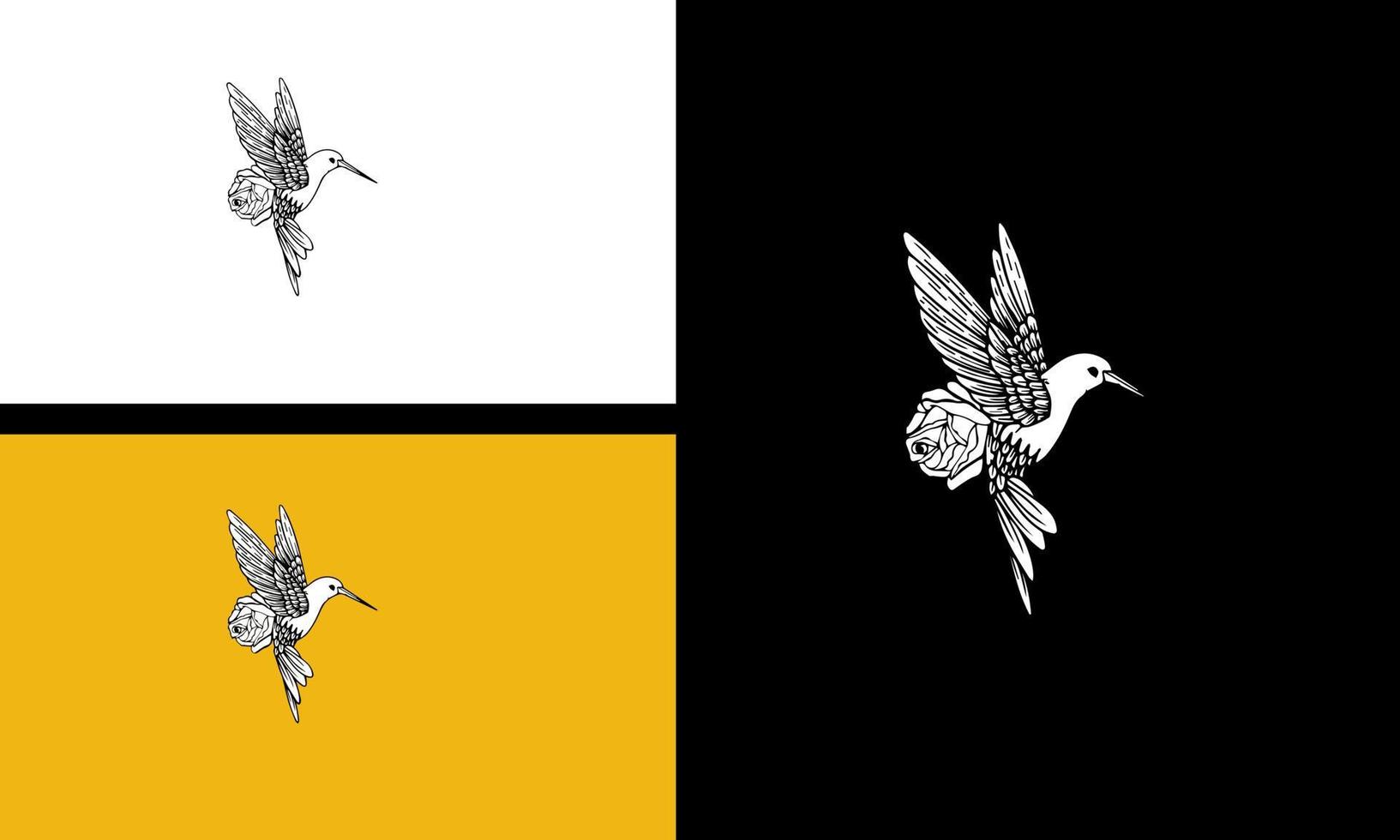 flying bird vector illustration line art design