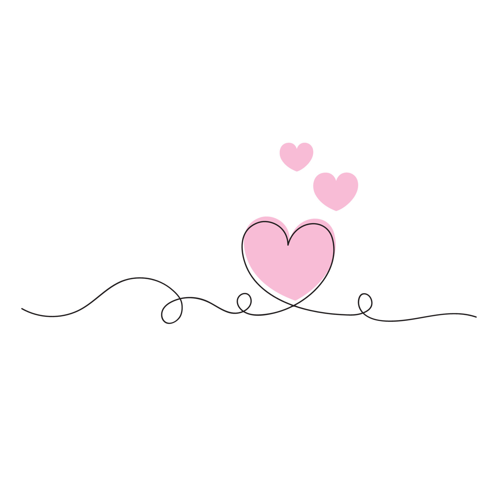 Aesthetic hearts continuous one line art drawing, valentines day