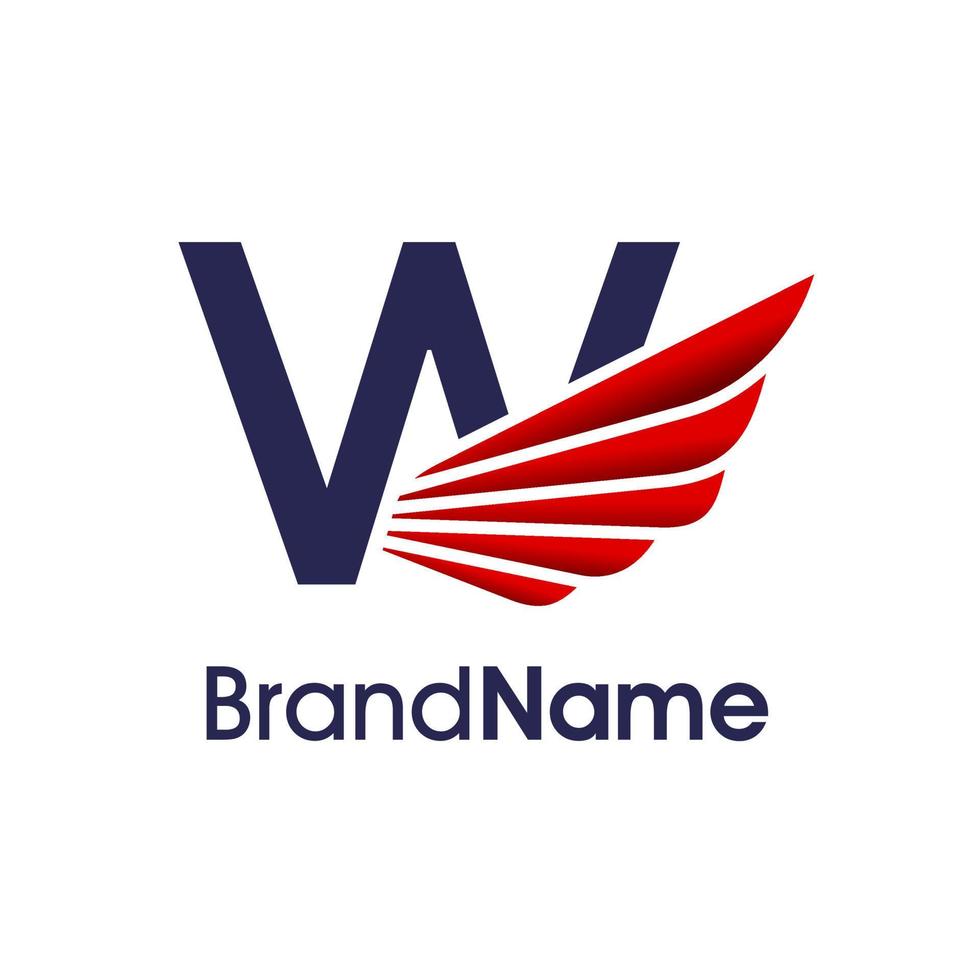Initial W Modern Wing Logo vector
