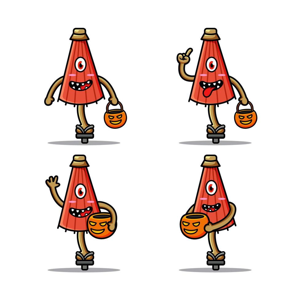 Cute japanese umbrella ghost characters bundle suitable for kids