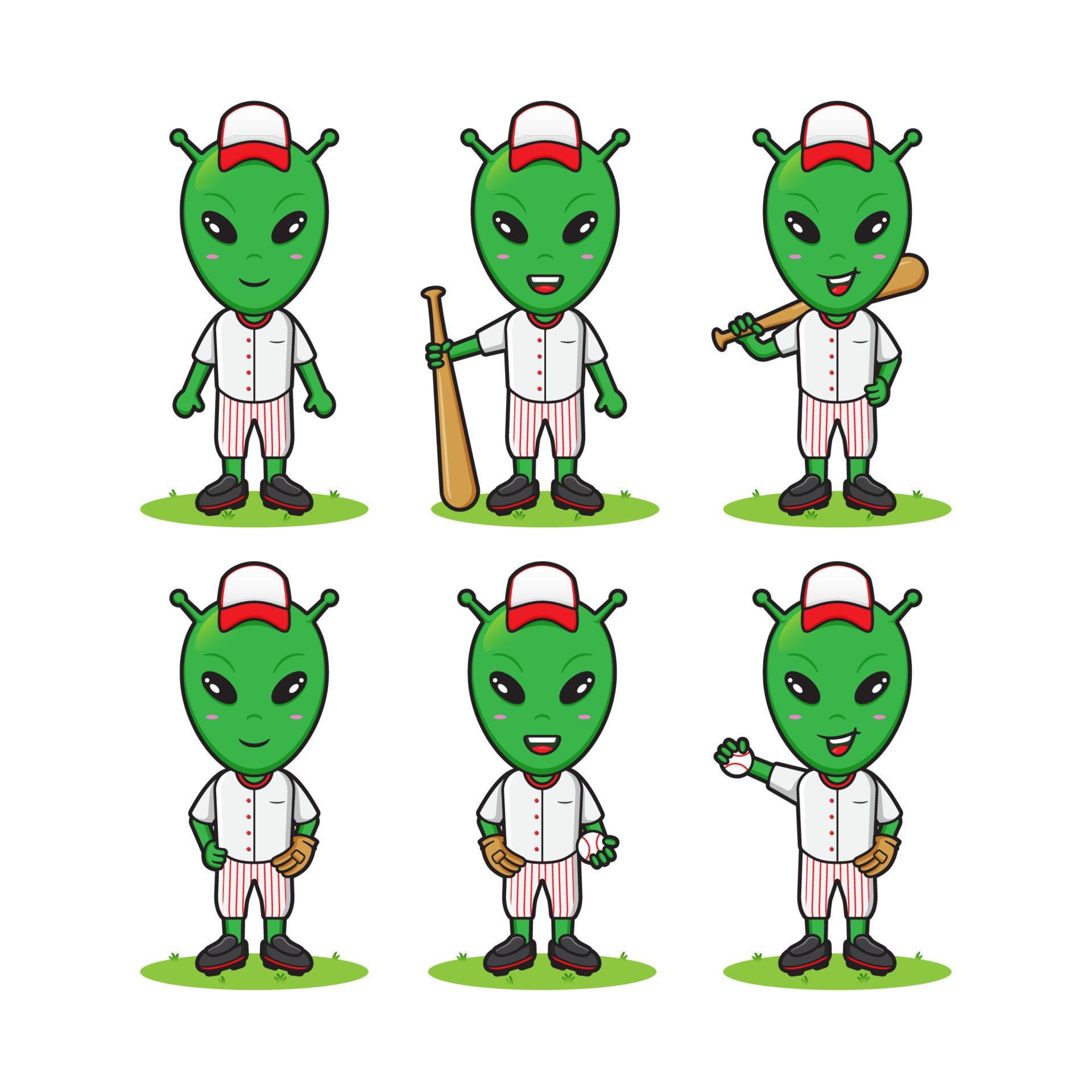 Cute baseball alien characters bundle suitable for kids products