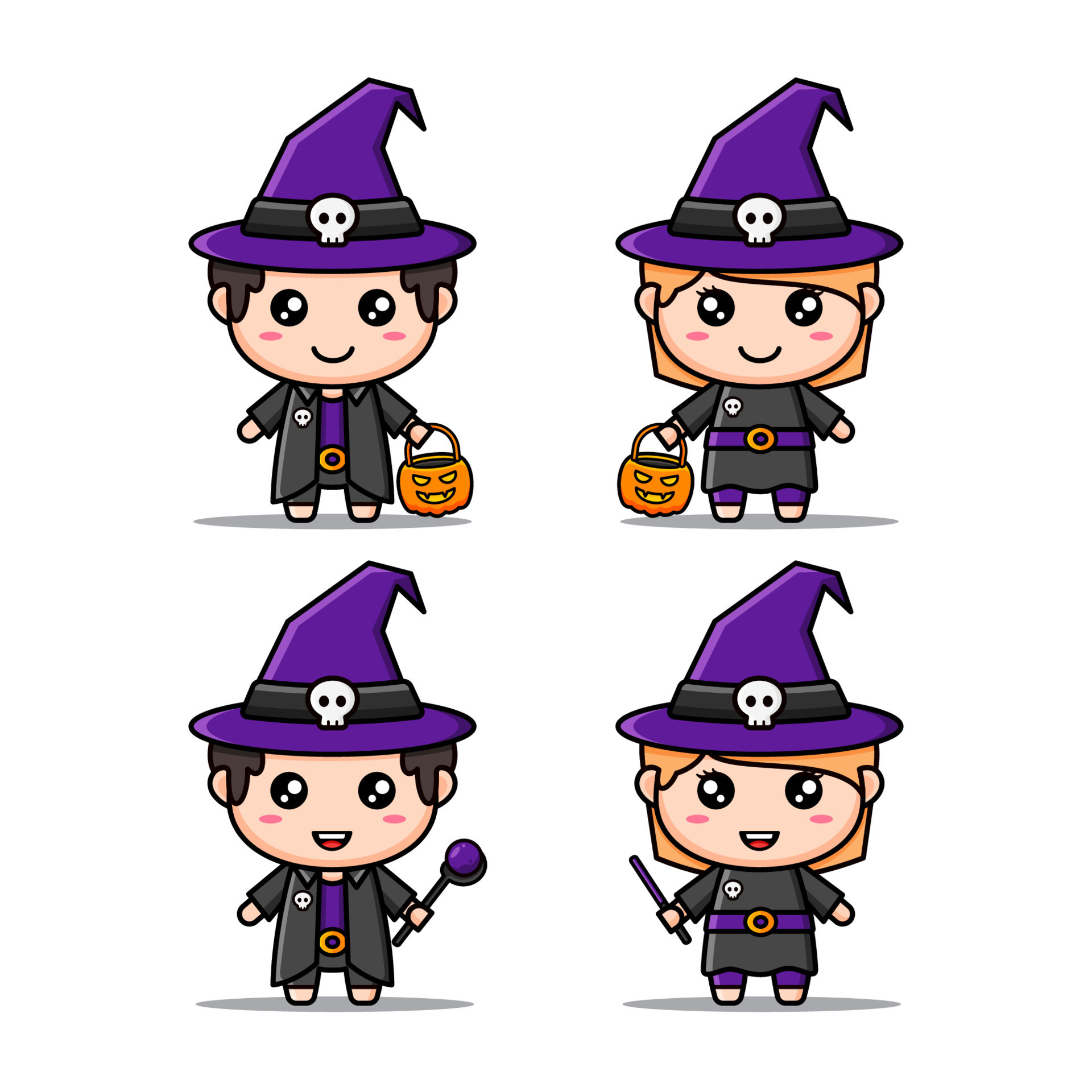 Cute witch characters bundle suitable for kids products 22532368 Vector