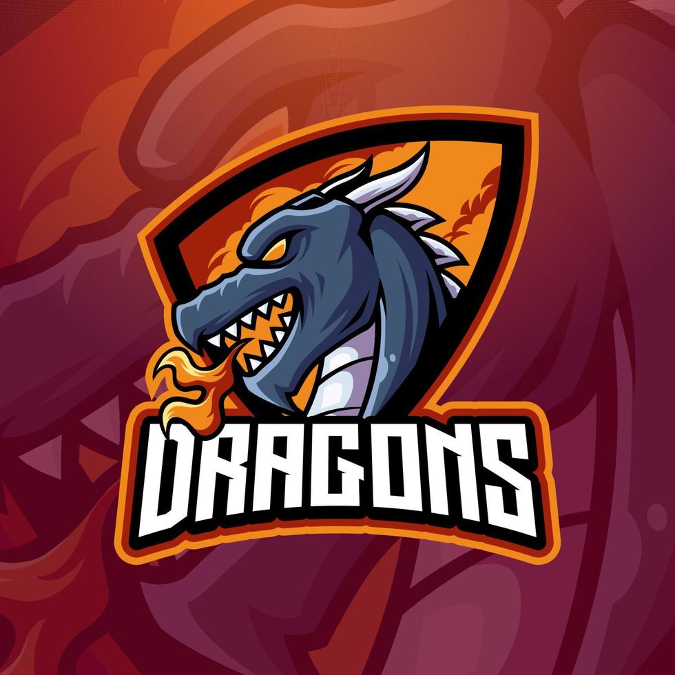 Mascot of Dragon Fire that is suitable for e-sport gaming logo template vector