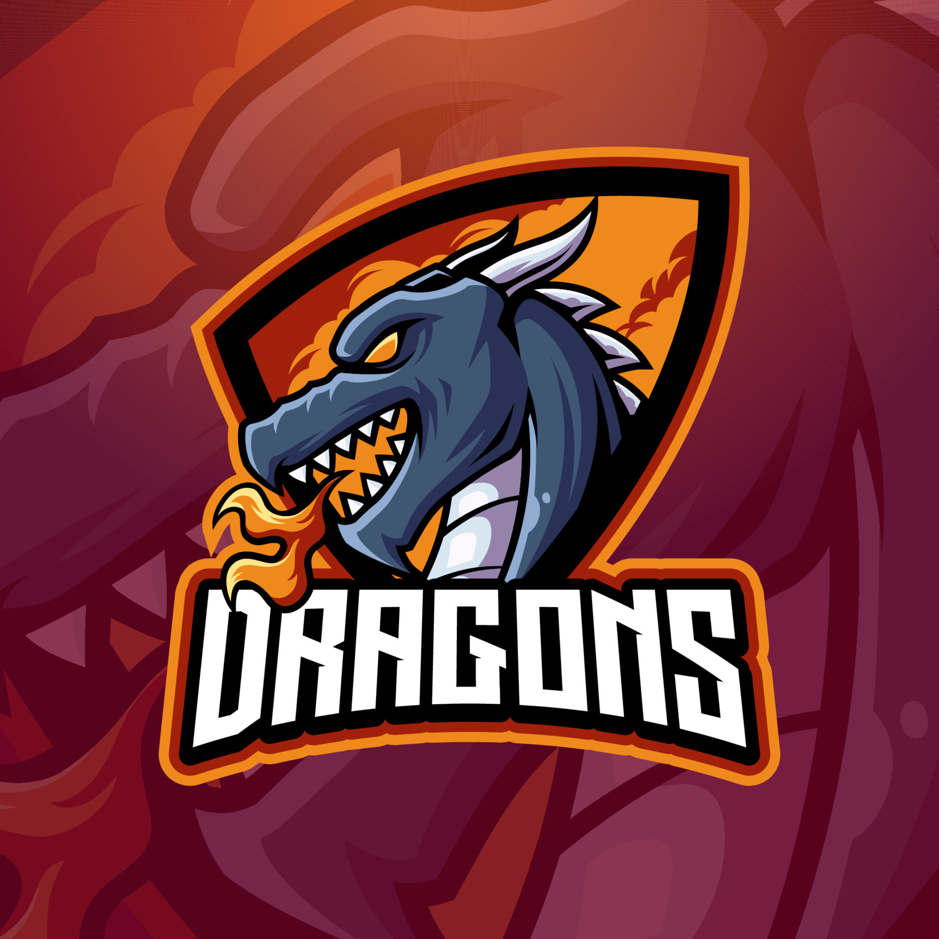 Mascot of Dragon Fire that is suitable for esport gaming logo template