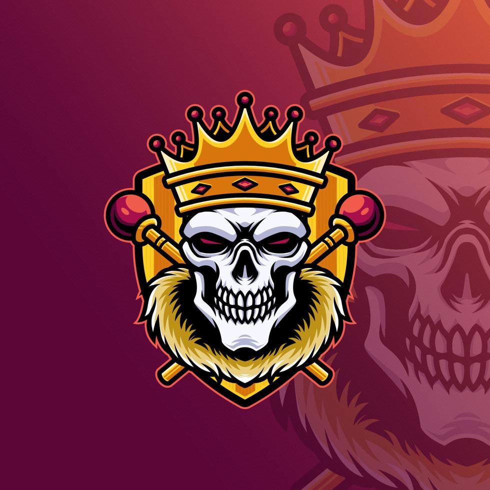 Mascot of King Skull that is suitable for e-sport gaming logo template vector