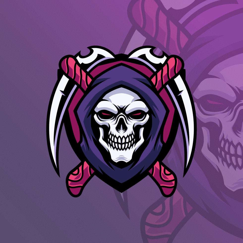 Mascot of Skull Reaper that is suitable for e-sport gaming logo template vector