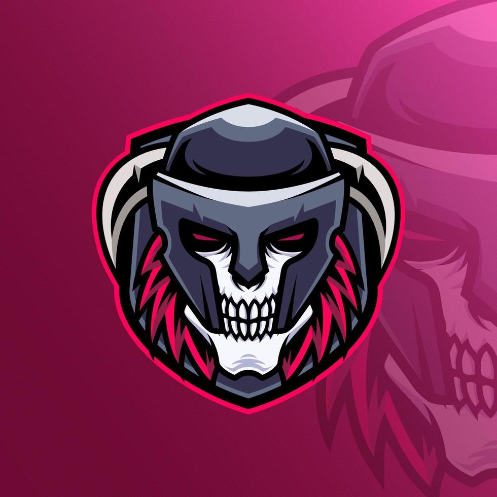 Mascot of Skull Viking that is suitable for e-sport gaming logo template vector