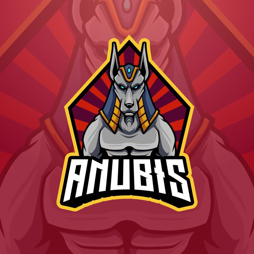 mascota de egipcio anubis ese es adecuado para e-sport juego de azar logo modelo vector