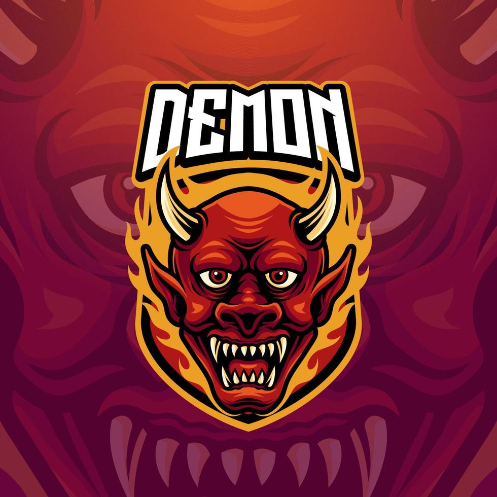 mascota de demonio ese es adecuado para e-sport juego de azar logo modelo vector