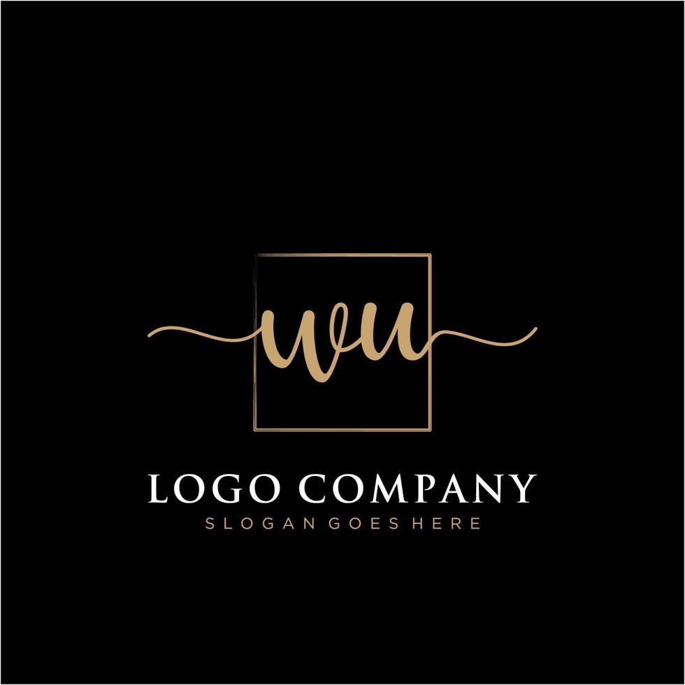 Initial WU feminine logo collections template. handwriting logo of initial signature, wedding, fashion, jewerly, boutique, floral and botanical with creative template for any company or business. vector