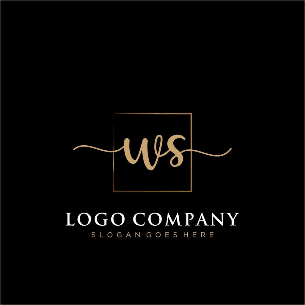 Initial WS feminine logo collections template. handwriting logo of initial signature, wedding, fashion, jewerly, boutique, floral and botanical with creative template for any company or business. vector