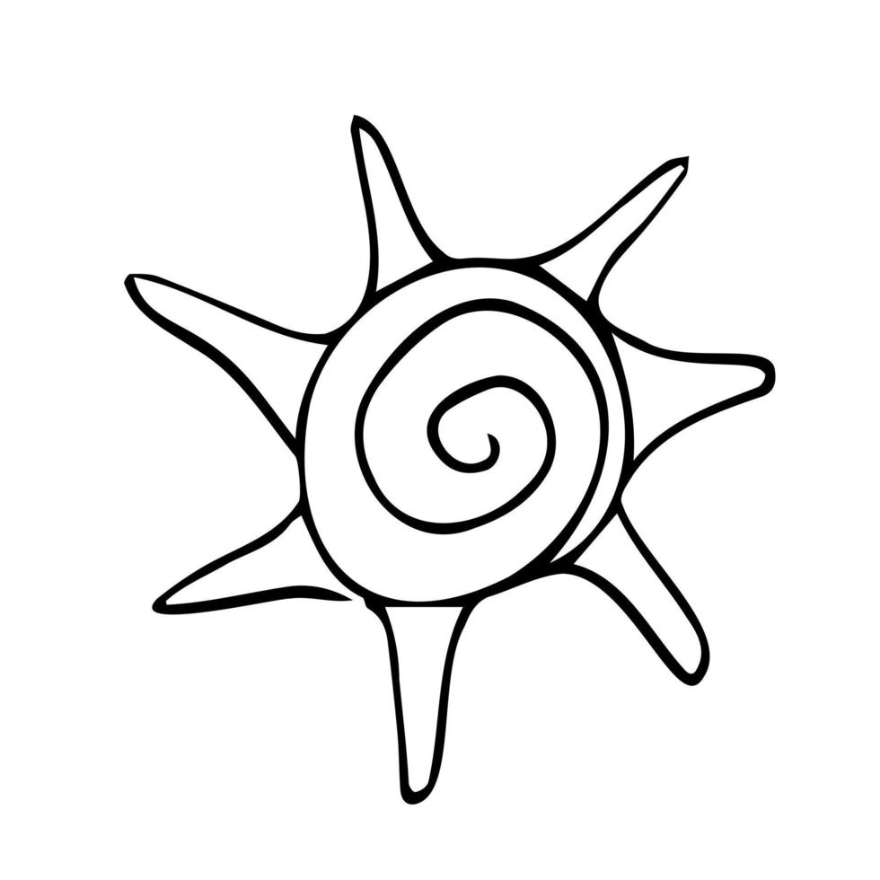 Doodle line sun Icon. Modern vector sketch