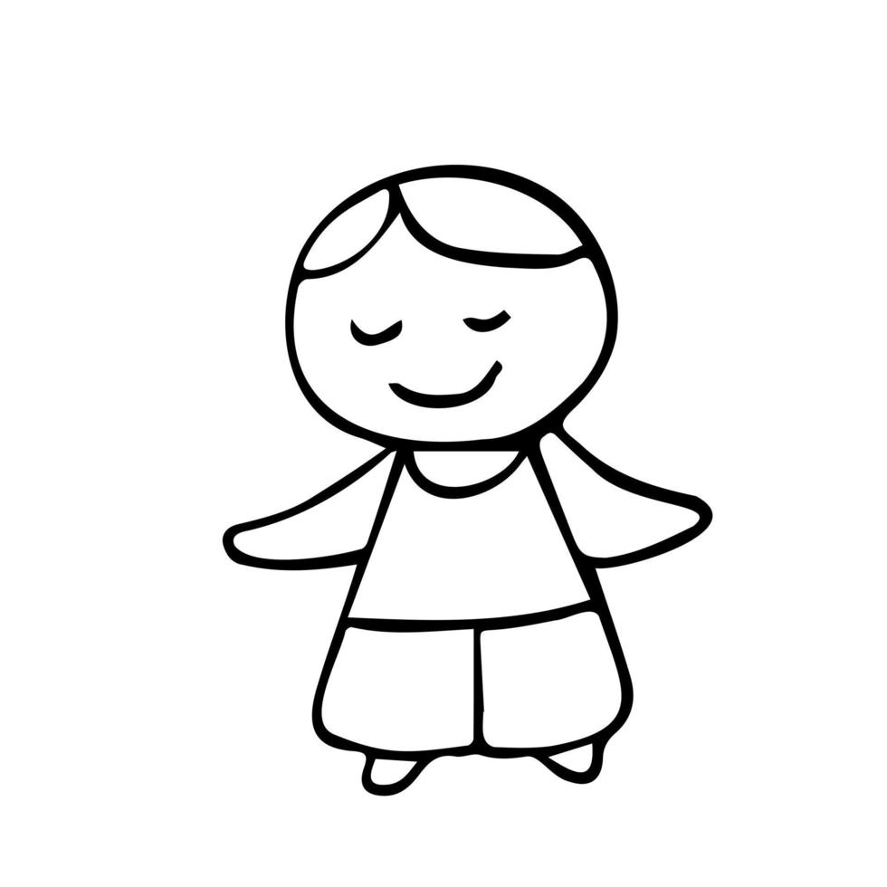 Doodle simple boy icon in line. Vector childish boy sketch