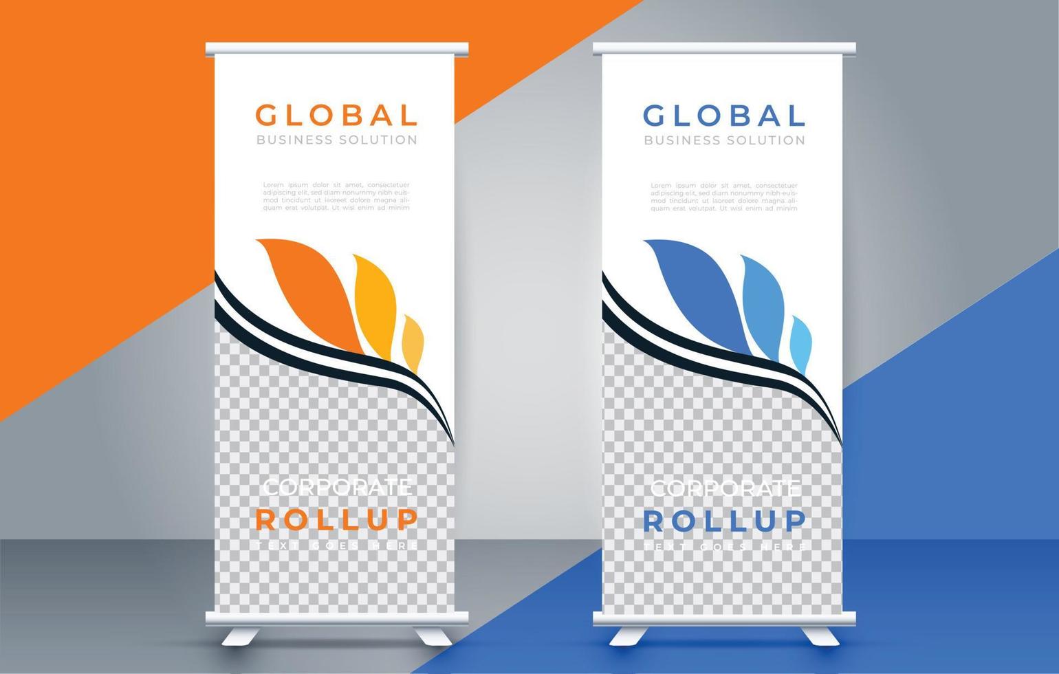 creative roll up banner design template. flyer. pull up. presentation. brochure. poster. advertisement. print media vector