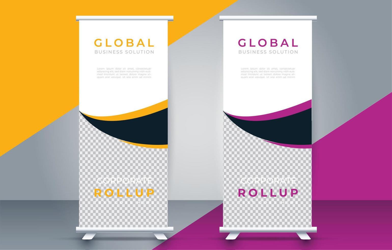 creative roll up banner design template. flyer. pull up. presentation. brochure. poster. advertisement. print media vector