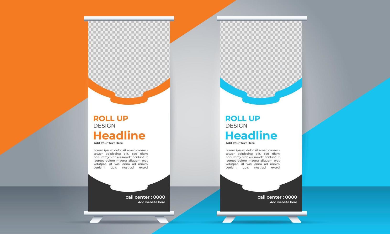 vector Roll up standee template with modern shapes