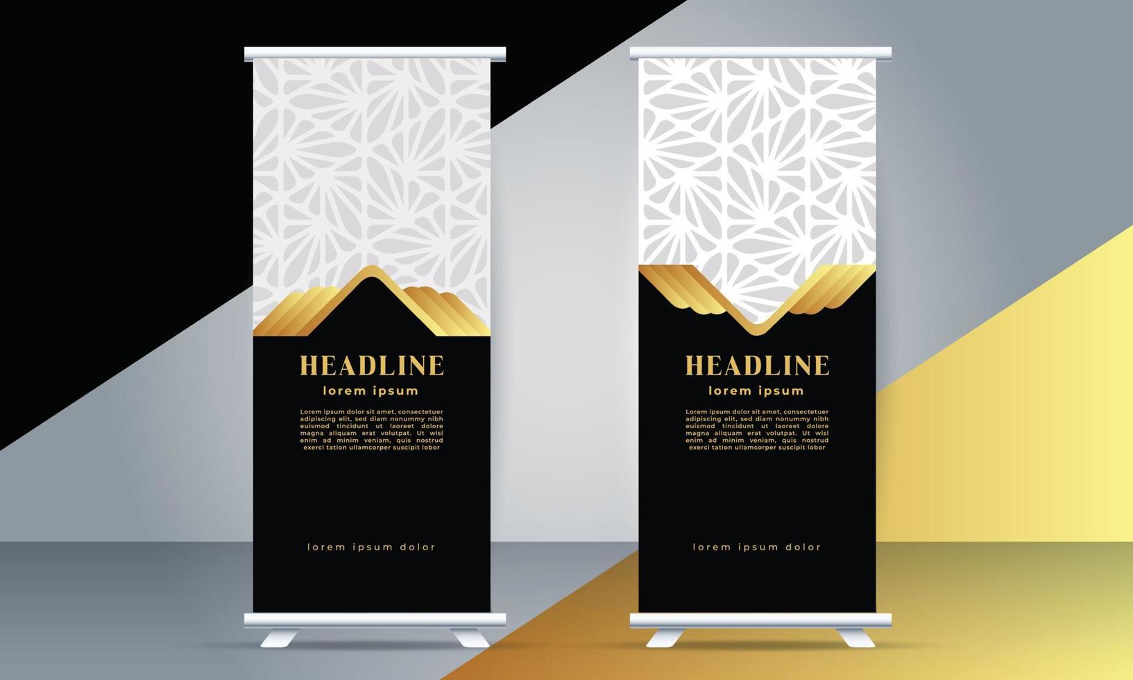 Modern business rollup standee banner in golden color vector