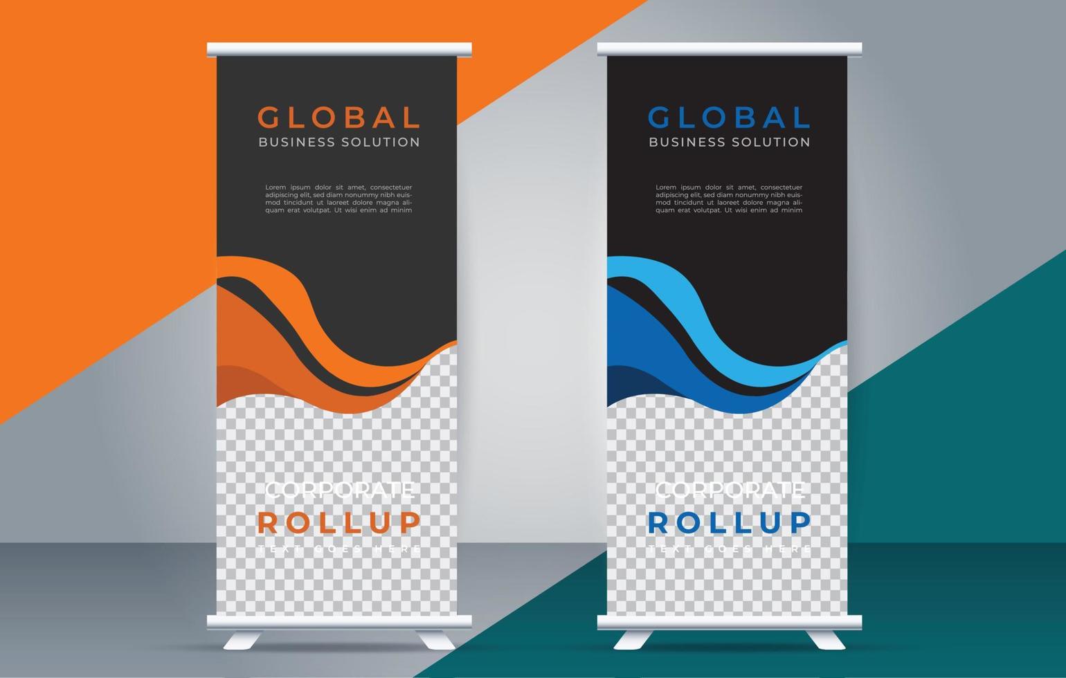 roll up standee banner design display standee for presentation purpose vector