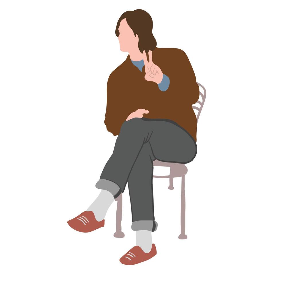 Cool man sit on a chair ,good for graphic design resource vector