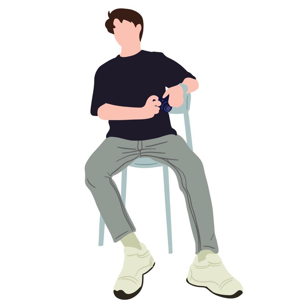 hermoso hombre sentar en un silla ,bien para gráfico diseño recurso vector