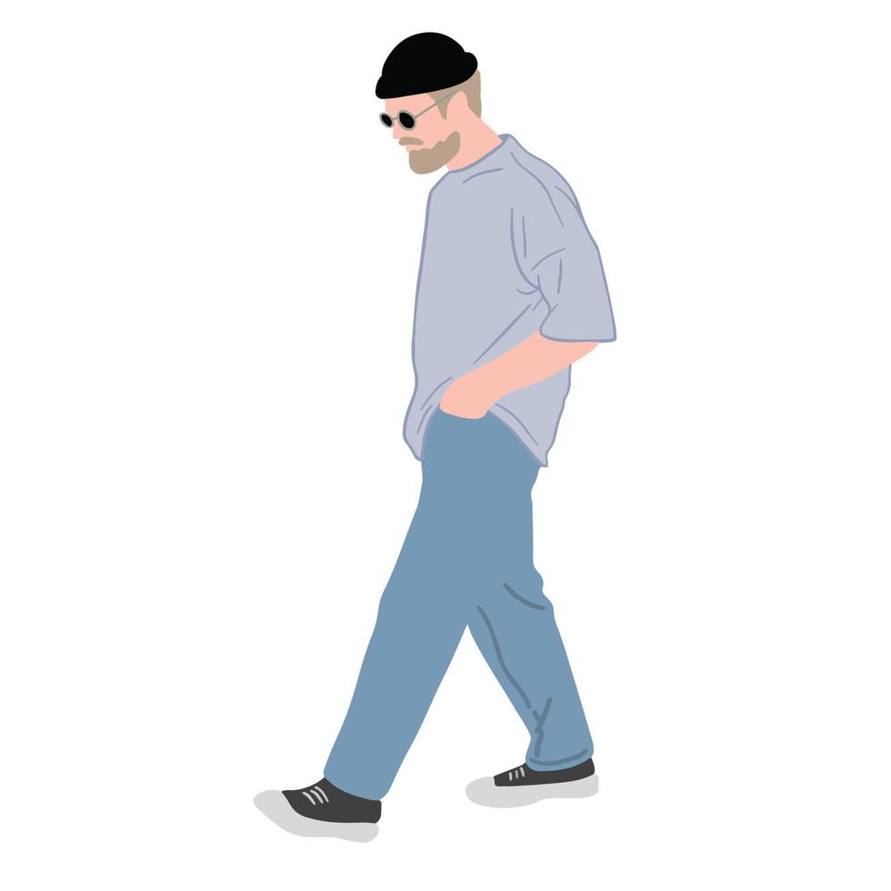 Handsome man on black sunglasses walking ,good for graphic design resource vector