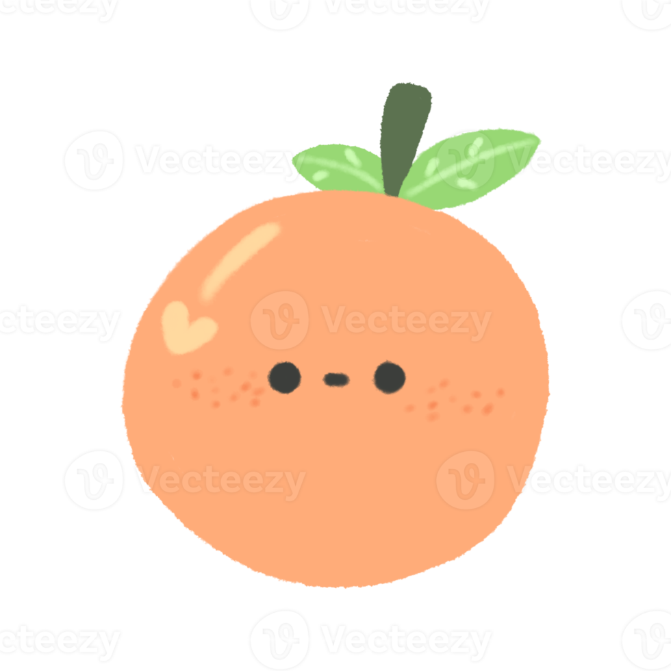 ritad för hand söt orange, söt frukt karaktär design i klotter stil png