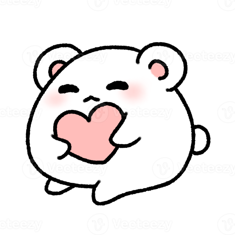 Free Handdrawn Cute White Bear hug pink Heart in doodle style 22533267