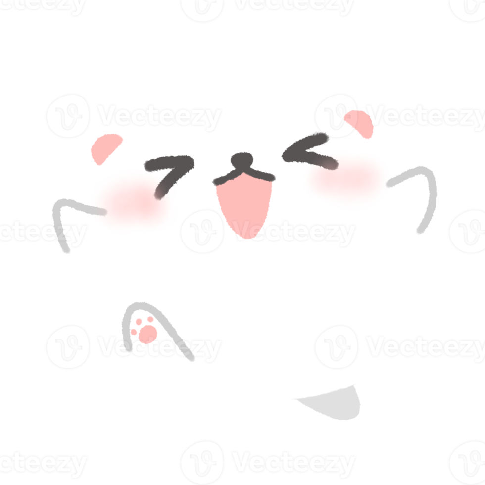 Hand-drawn Cute White Bear feel happy in doodle style png