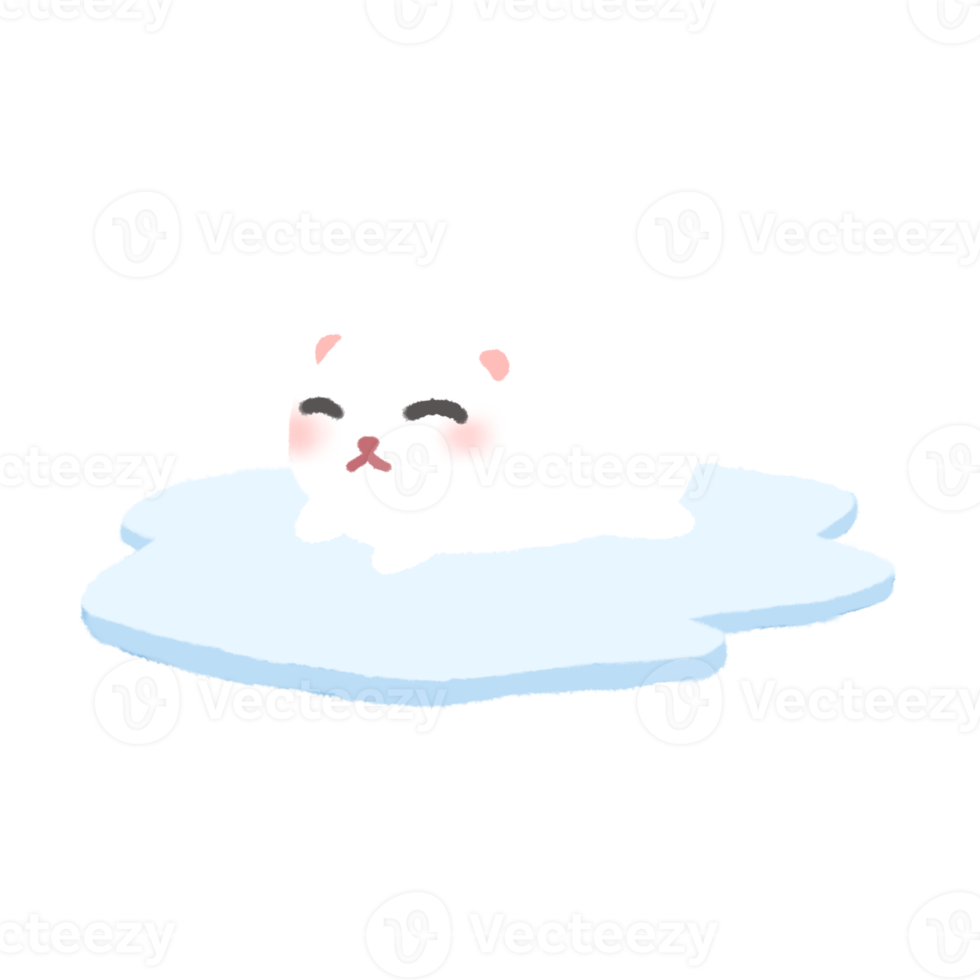 Hand-drawn Cute White Bear with iceberg in doodle style png