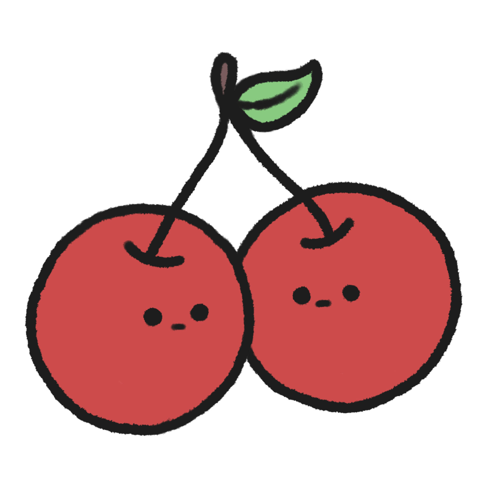 Handdrawn Cute Cherry, Cute fruit character design in doodle style