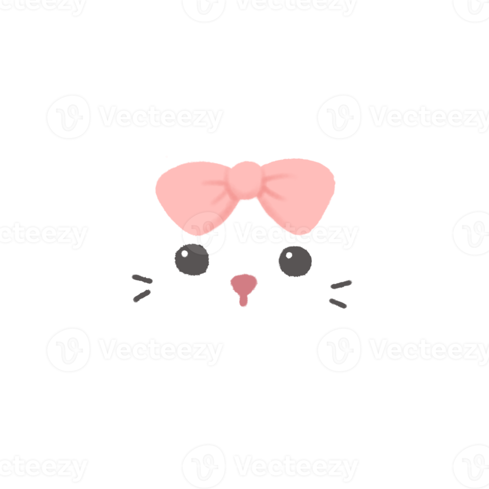 Hand-drawn rabbit with pink ribbon in doodle style png