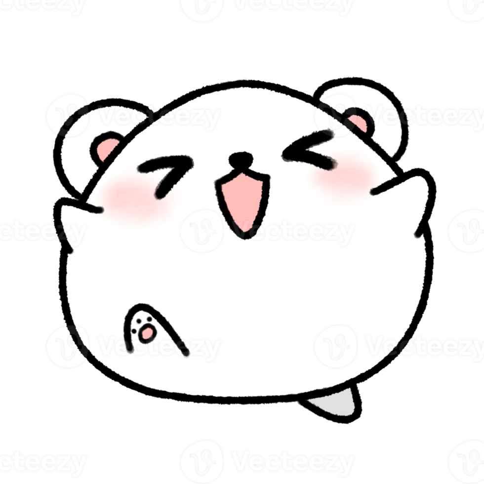 Hand-drawn Cute White Bear feel happy in doodle style png