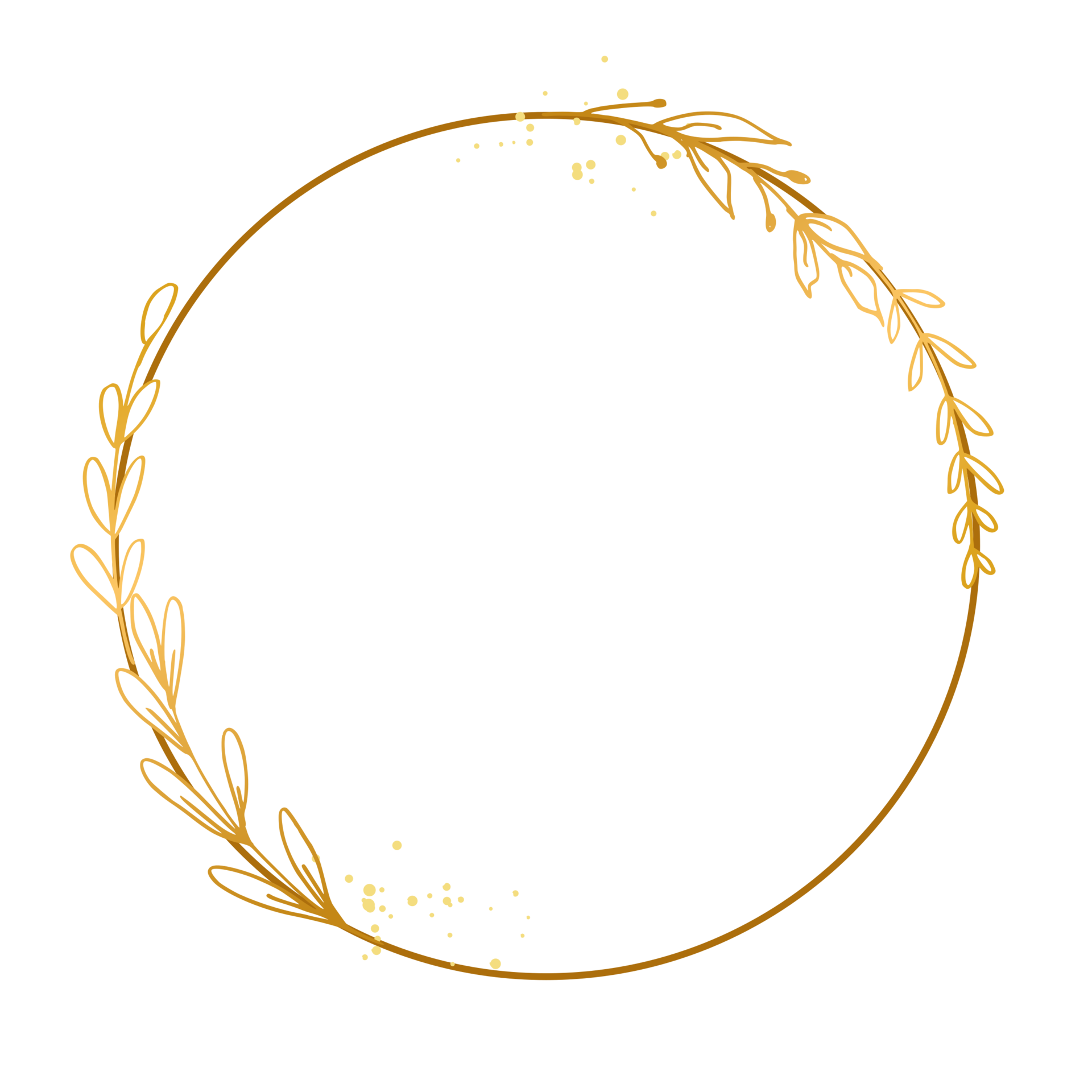 Elegant gold floral border with hand drawn leaves and flower for ...