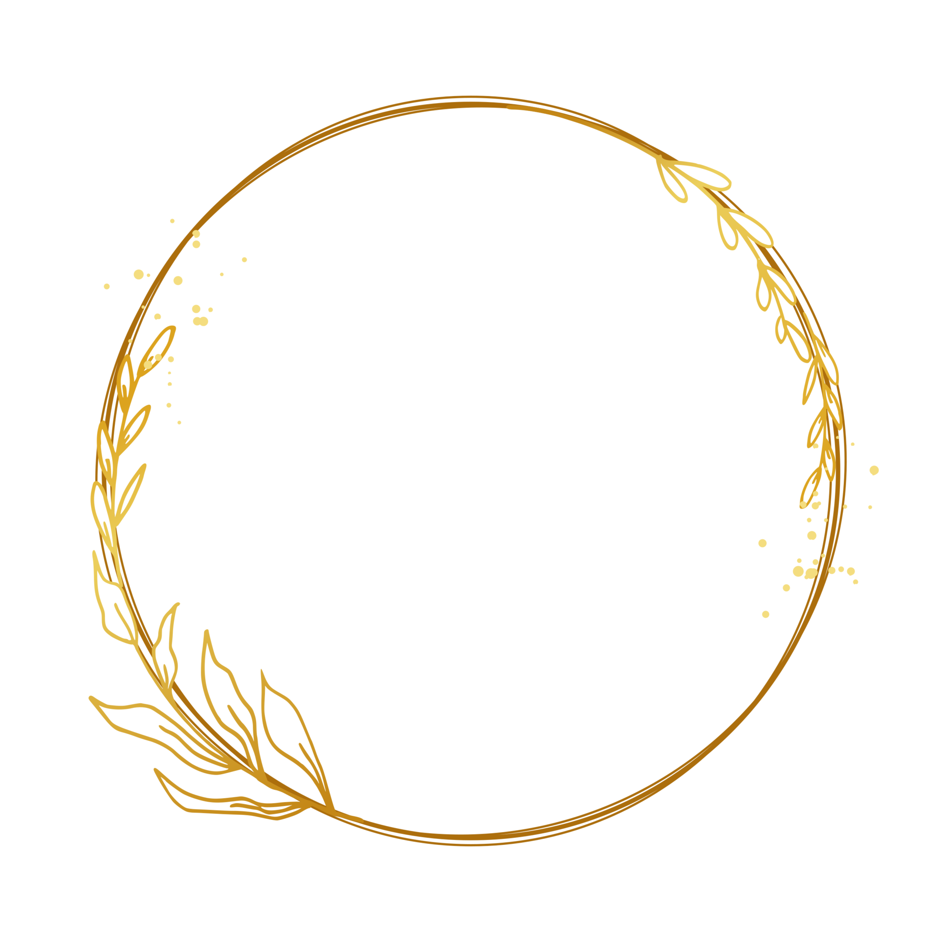 Elegant gold floral border with hand drawn leaves and flower for ...