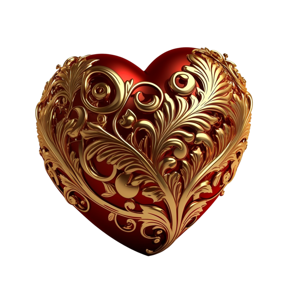 Valentines Day Greeting With Red And Golden Heart png