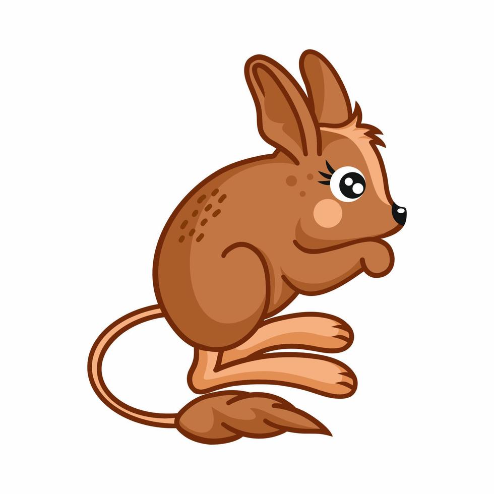 Funny jerboa on a white background. Vector illustration in cartoon style. Cute character for kids.