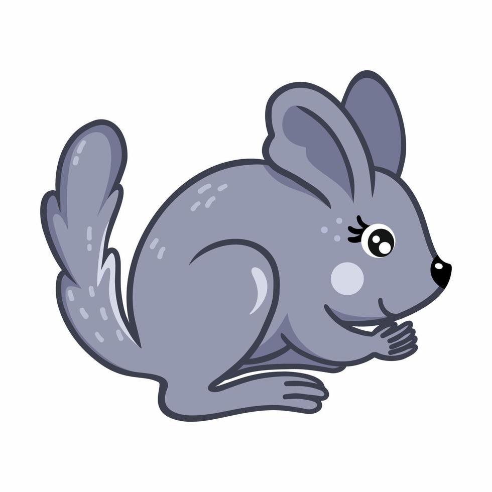 Cute chinchilla on a white background. Pet. Vector illustration for children. Cartoon character.